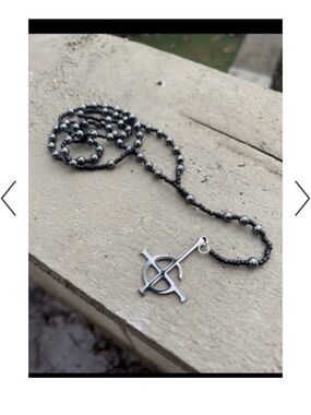 NEW Ghost the Band Long Rosary style Necklace Black